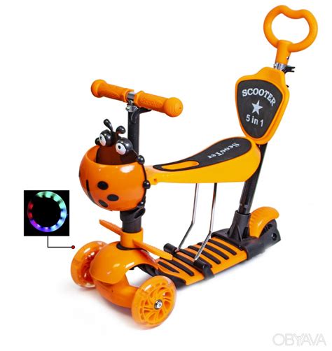 ᐈ Самокат детский с сиденьем и ручкой для родителя Scooter "Божья ...