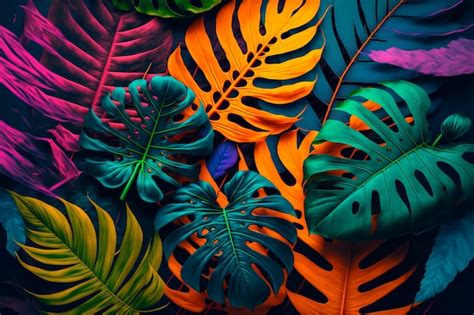 Premium Photo Creativet Color Layout Made Of Tropical Leaves Flat Lay