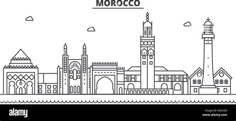 Morocco architecture line skyline illustration. Linear vector cityscape ...