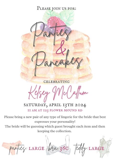 Pancakes And Panties Lingerie Shower Invitation Etsy