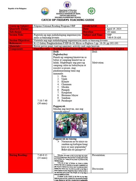 Catch Up Friday Lesson Plan Pdf