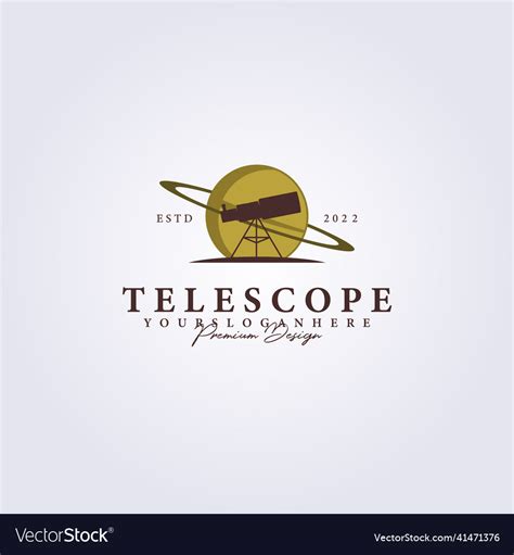 Telescope Space Planet Astronomy Logo Royalty Free Vector