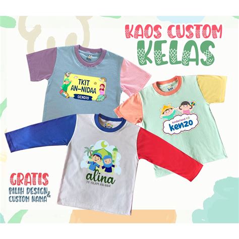 Jual Kaos Custom Kelas Tk Paud Dan Sd Gratis Pilih Desain Shopee