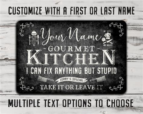 Custom Kitchen Sign, Rustic Black, Country Kitchen Metal Sign 12 X 18 Inches - Etsy