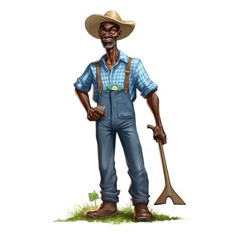 Premium Photo Cartoon Farmer With A Pitchfork And A Hat Standing In