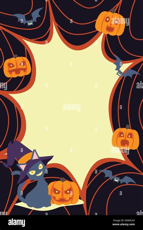 A Vector Illustration Of Halloween Background With Copyspace Stock