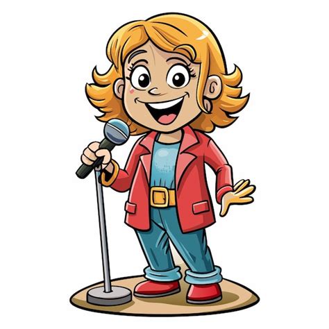 Premium Vector Happy Woman Standup Comedy Cartoon Logo