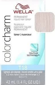 Color Charm Wella Permanent Liquid Hair Toner Lightest Ash Blonde T18