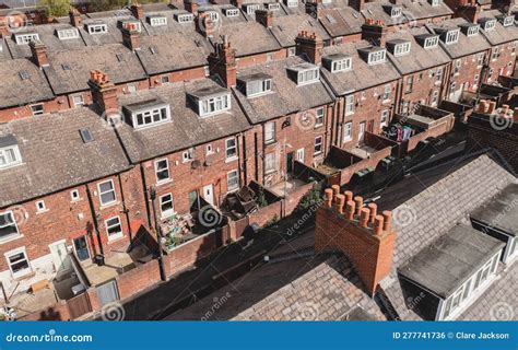 Aerial View Above Rows of Back To Back Terraced Houses on a Large ...