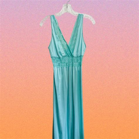 Vintage Long Slip Lingerie Dress In Eggshell Blue Etsy