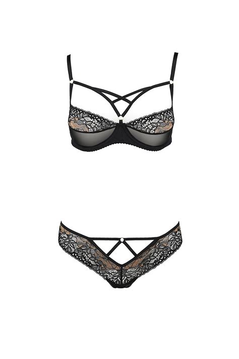 Casmir Divine Bikini Nocna Komplet Biustonosz Stringi Black Black Bielizna Erotyczna