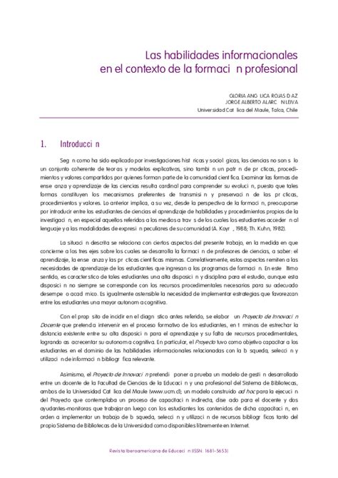 Pdf Las Habilidades Informacionales En El Contexto De La Formación