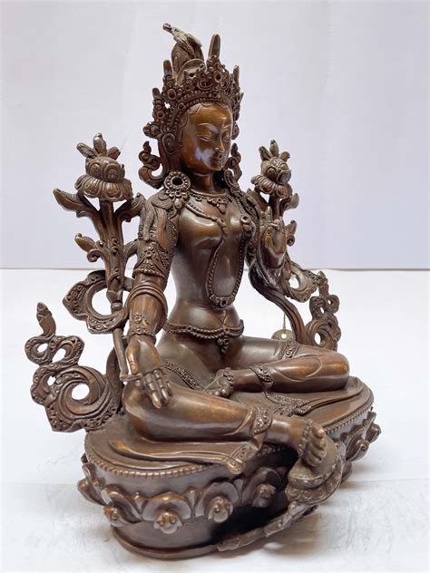 Buddhist Statue Of Green Tara Chocolate Oxidized Price Us