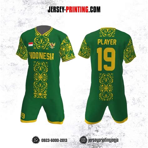 Jersey Futsal Motif Batik Hijau Kuning - Jersey Printing - Bikin Jersey