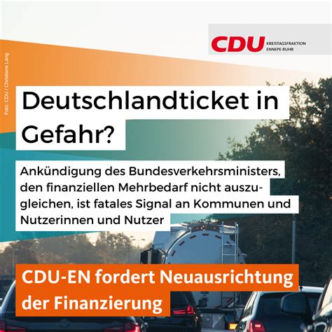 Deutschlandticket In Gefahr Cdu Kreistagsfraktion Ennepe Ruhr Warnt