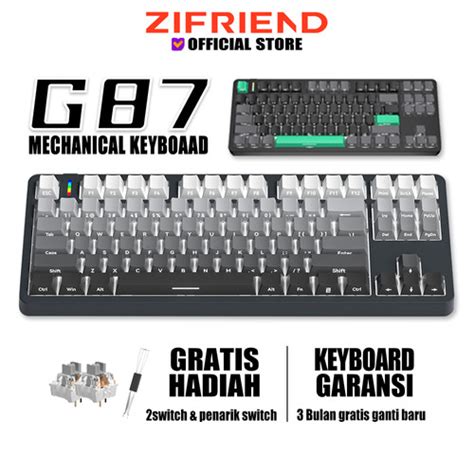 Promo ZIFRIEND G87 Gaming Mechanical Keyboard Side Engraved Keycaps White Light Wired Hot Swap