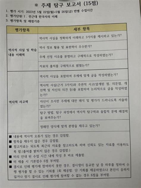 고1한국사 전근대 수행평가 내공 100 지식in