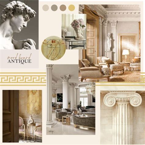 antique style mood board interior design en  decoration