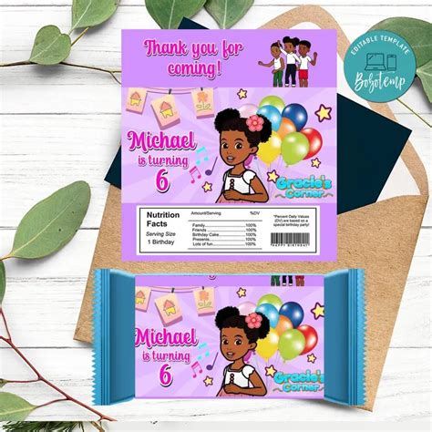 Gracie S Corner Candy Bar Label Customizable Template Diy Bobotemp