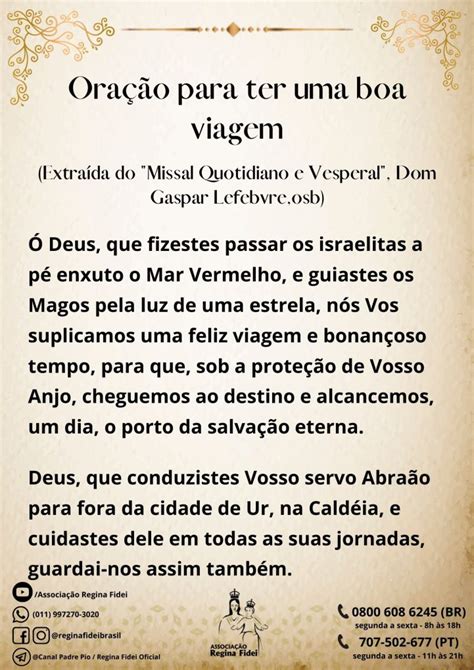 Oração Para Boa Viagem - Reze conosco - Oração para ter uma boa viagem - Regina Fidei