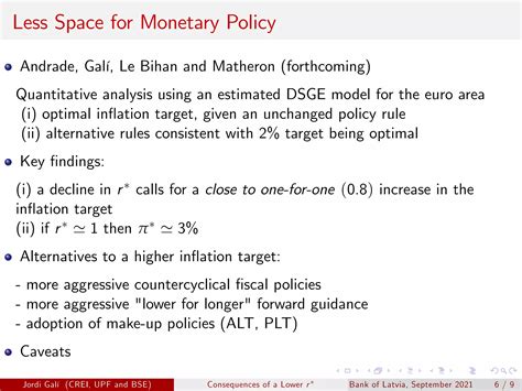 Jordi Galí, Three Consequences of a Lower Equilibrium Interest Rate | PPT