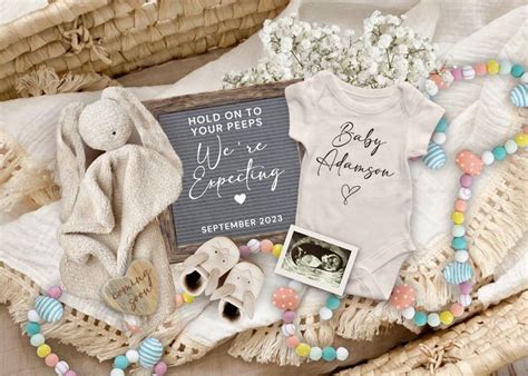 Easter Pregnancy Announcement Digital Editable We Re Eggspecting