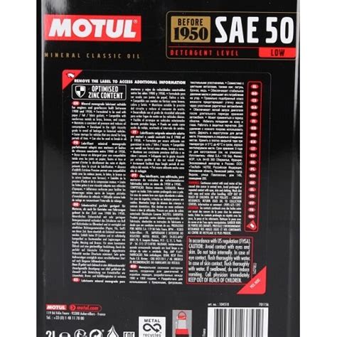 Huile Moteur Motul Classic Sae Min Rale Litres Motul