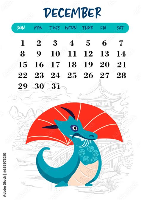 Chinese dragon calendar 2024. Symbol of 2024 year is dragon Stock Illustration | Adobe Stock