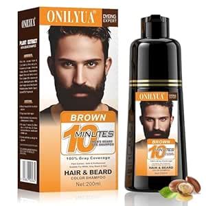 Amazon.com: Mens Beard & Mustache Dye Shampoo, Instant 100% Grey Hair