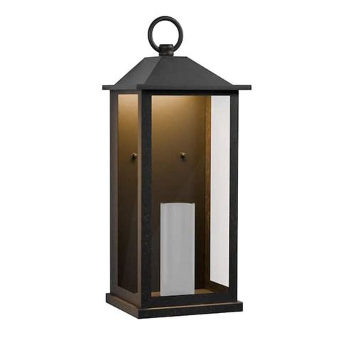 LamQee 14 In Black Integrated LED Outdoor Hardwired Wall Lantern