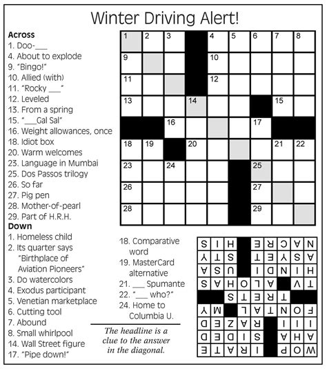 Crossword Puzzles With Solutions
