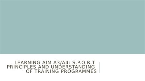 BTEC Sport Tech Award - Unit 2 S.P.OR.T Principles | Teaching Resources