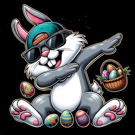 Happy Easter Bunny Dabbing Png Easter Rabbit Png Cute Easter Bunny