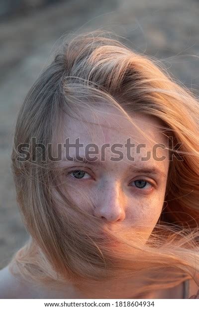 Sexy Closeup Portrait Attractive Blonde Female Stock Photo 1818604934