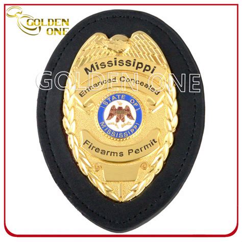 China Custom Made Bright Gold Plated Metal Emblem Police Badge China