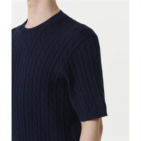 Musinsa Standard Cable Crew Neck Short Sleeve Knit Navy Mm Musinsa