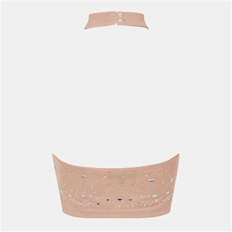 Missy Empire Rhinestone Embellished Halter Top Nude Sportsdirect