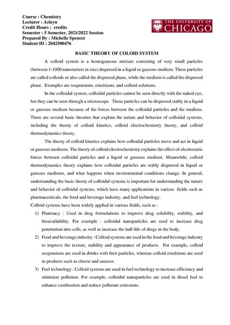 Lecturer Notes Basic Theory of Colloid System Chemistry - Course ...