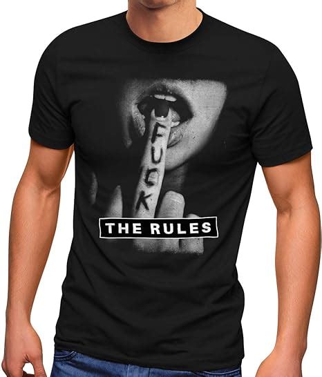 Neverless Herren T Shirt Fuck The Rules Fotoprint Mittelfinger Fashion Streetstyle Amazon De