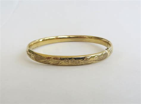 Vintage Gold Filled Bangle Ladies Etched Bangle Bracelet Etsy