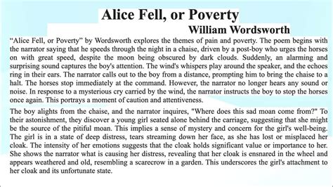 William Wordsworth S Alice Fell Or Poverty Summary Notes Youtube