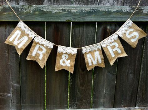 Mr And Mrs Banner Burlap And Lace Wedding Sign Photo Prop Etsy Burlap Lace Wedding Lace