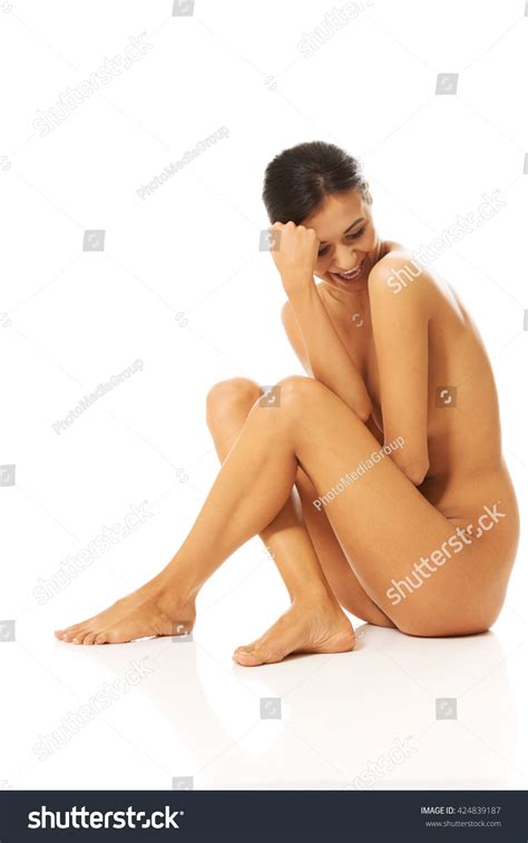 Side View Nude Woman Laughing Looking стоковая фотография