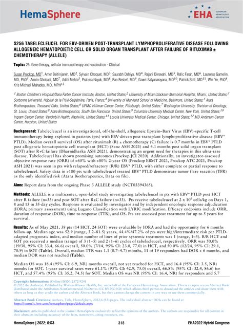 PDF S256 TABELECLEUCEL FOR EBV DRIVEN POST TRANSPLANT