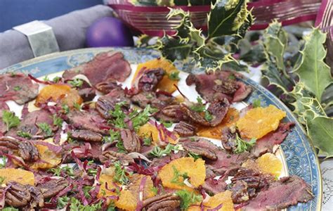 Venison carpaccio, candied pecans and clementine salad Venison, Beef ...