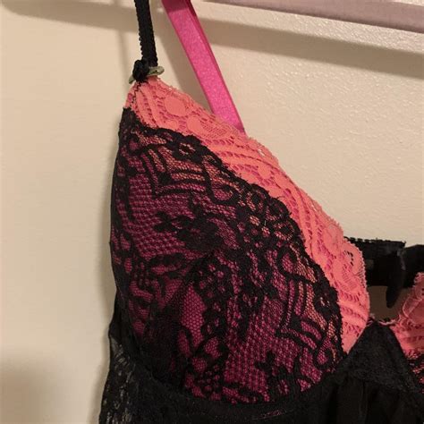 Y K Black Pink Lingerie Babydoll Top Size Depop