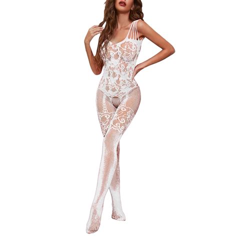 Midwennn Fishnet Bodystocking Nylon Sexy Lingerie For Women Full Body Stocking Open Crotch
