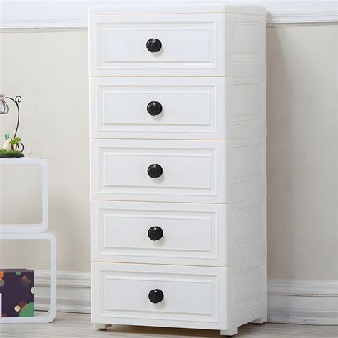 Vertical Plastic Lingerie Chest Modern Style Storage Chest With Drawers Beige Dressers Chests