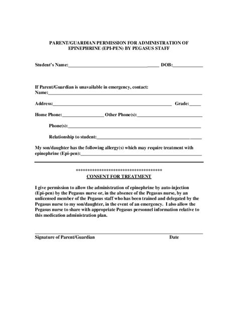 Fillable Online EPINEPHRINE AUTHORIZATION FORM School Picture Allergy