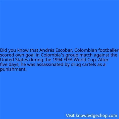 That Andrés Escobar Colombian Footballer Scored Own Goal In Colombias